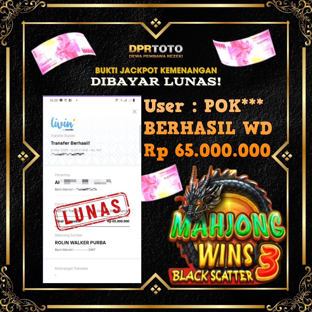 KEMENANGAN BESAR MAHJONG WINS 3 WD 65.000.000 - LUNAS